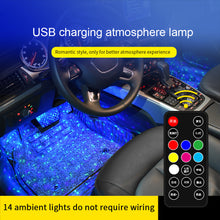 Load image into Gallery viewer, A16-GCYS- Wireless Car Interior Ambient Lights- Chargeable USB -star pattern and warm light 2in1-Led Star Decoration Light for Car & Room