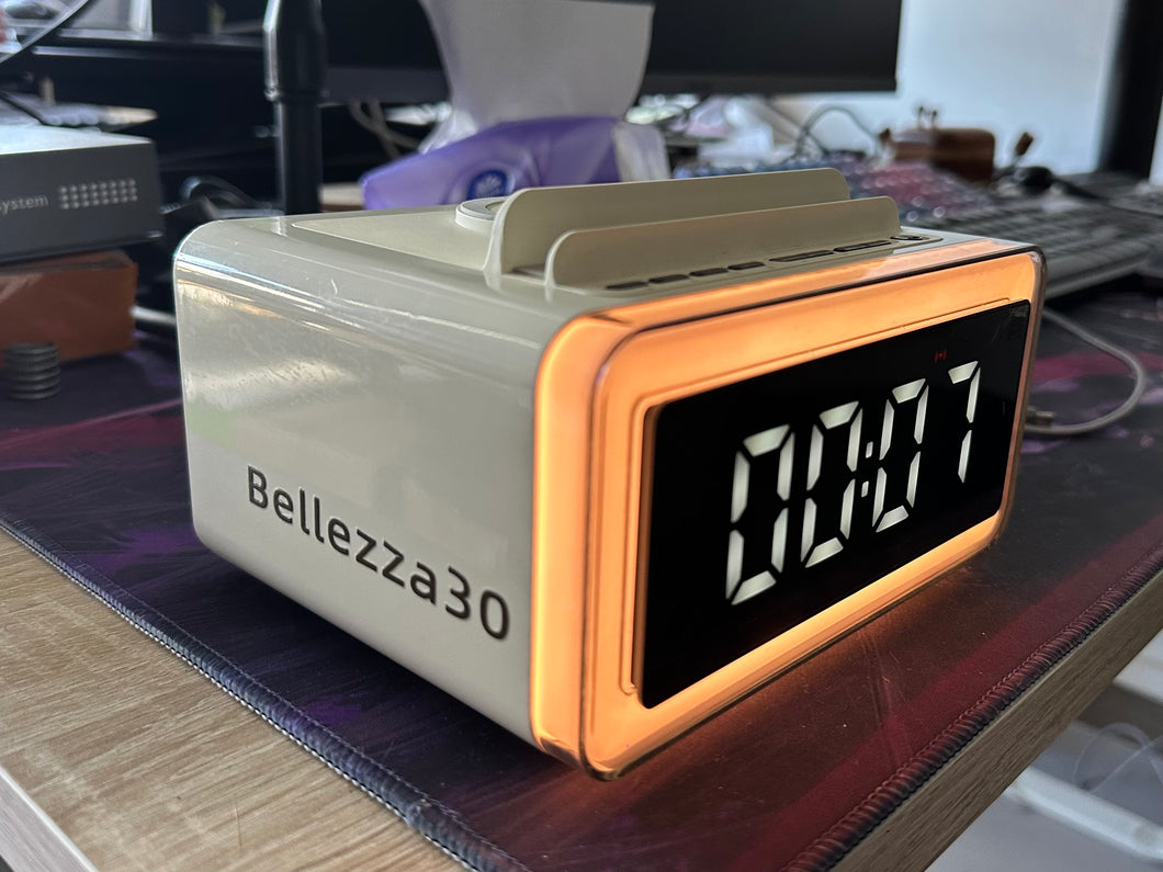 Bellezza30 Multi-Function Night Light, with Clock, Wireless Charging, Timer