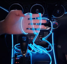 Load image into Gallery viewer, car interior cool light usb Ice Blue El Wire Auto Atmosphere Decorative Lamp Flexible Neon Light DIY
