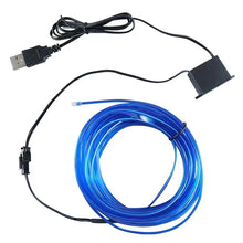 Load image into Gallery viewer, car interior cool light usb Ice Blue El Wire Auto Atmosphere Decorative Lamp Flexible Neon Light DIY

