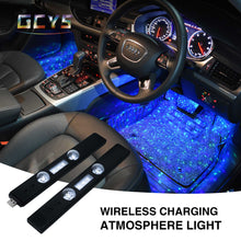 Load image into Gallery viewer, A16-GCYS- Wireless Car Interior Ambient Lights- Chargeable USB -star pattern and warm light 2in1-Led Star Decoration Light for Car &amp; Room
